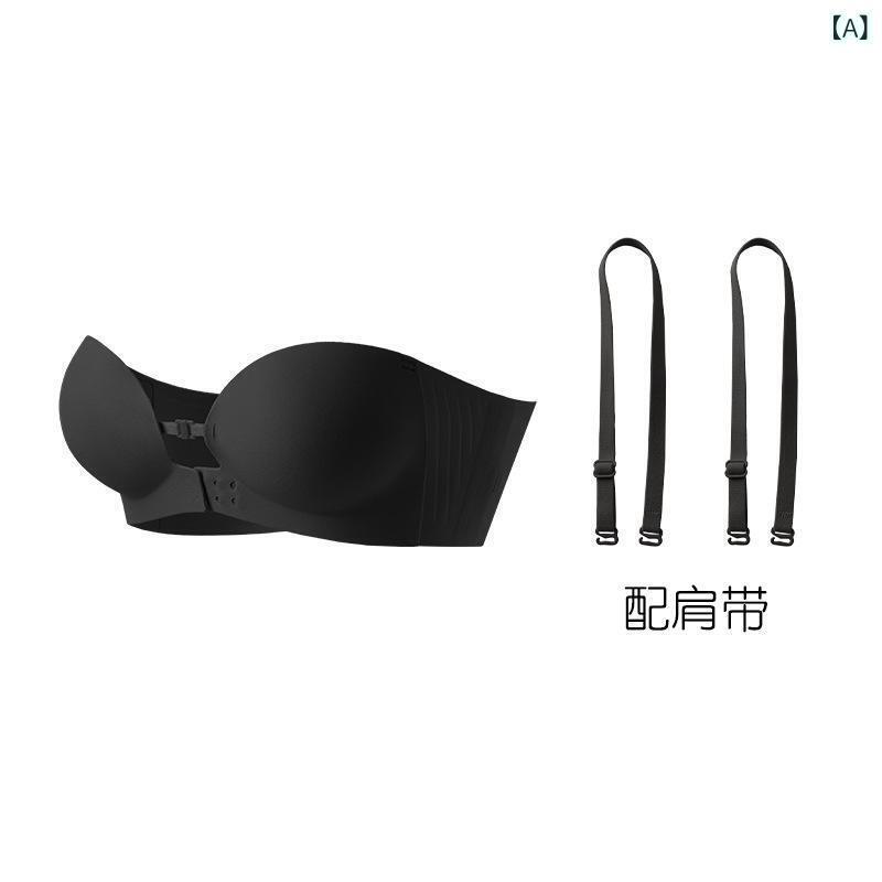 ブラ 女性用 無肩帯 前ホック インナー 無痕 透気 上托 隠形 美背 吸汗 快適 大露背 サイド収集 接触冷感 再生繊維 厚カップ 薄型 夏 韓式 防滑 プッシュアップ 軽量 ストレッチ 4,689円