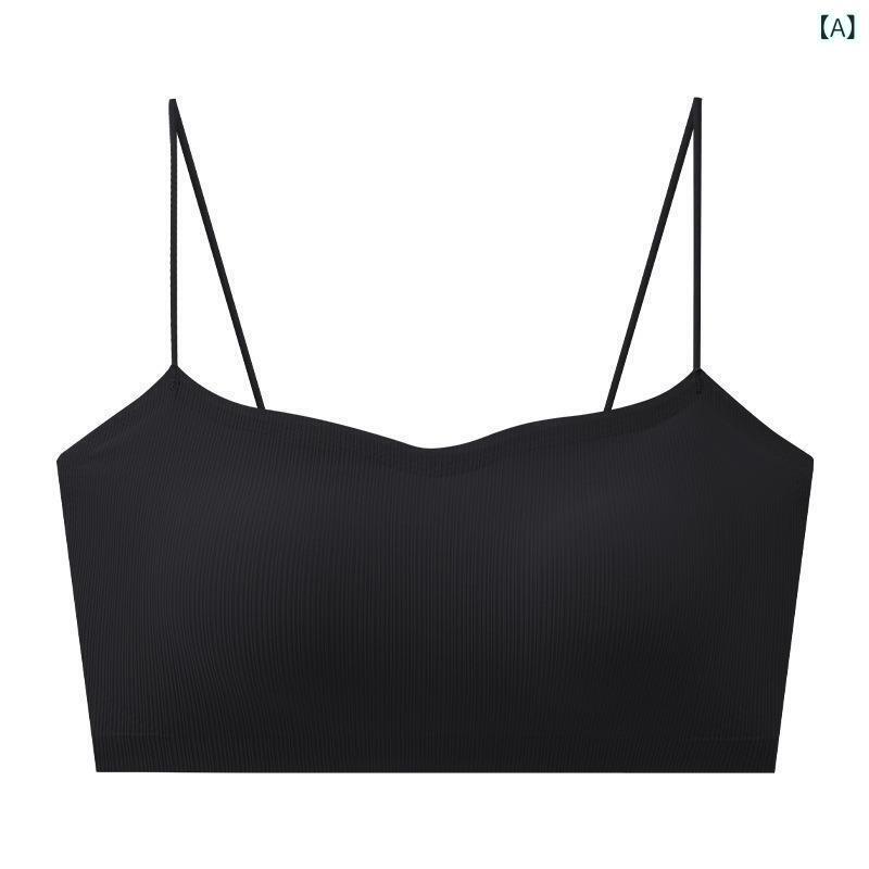 ブラ 無痕 インナー 女性用 キャミソール 背心 ワンピース 下着 小胸 ボリュームアップ 集める 美しい背中 チューブトップ 細肩帯 ブラジャー 透気 上托 快適 側収 副乳収納 ニット スパンデックス 3/4カップ 薄型カップ 固定肩帯 ワイヤーなし