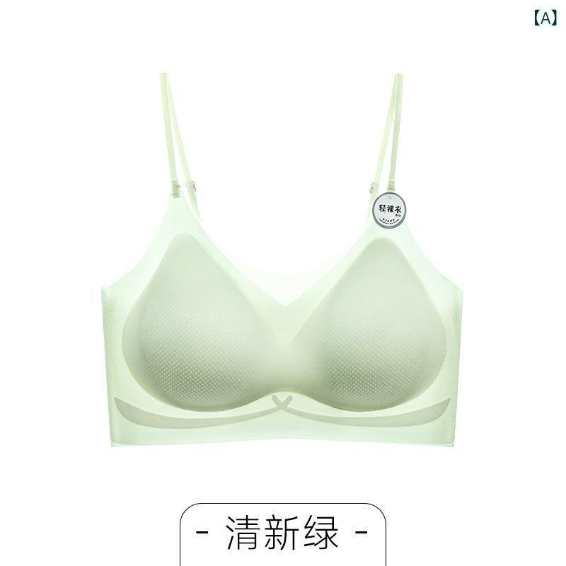 ブラ無しブラジャー 女性用 無痕 透気 集める 快適 美背 夏用 超薄 内衣 接触冷感 吸汗 防光漏れ 大露背 側収 副乳収め 大胸 軽量 伸縮性 再生繊維 ナイロン アウトドア 普段使い 緑 白 ピンク ブラウン ブラック 春夏