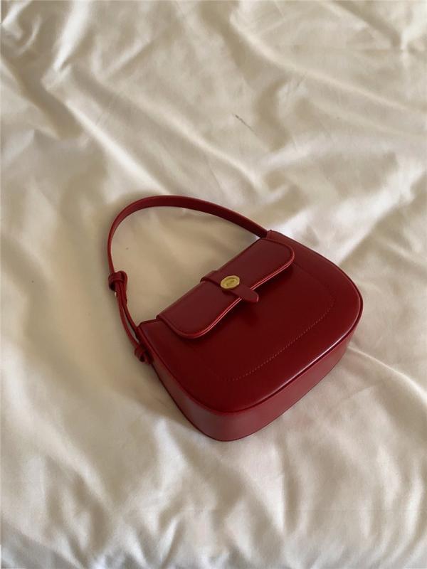 ハンドバッグ ユニセックス レディース メンズ 韓国風 シンプル レトロ ミニ ハンドヘルド バッグ 鞄 ショルダーバッグ 斜めがけ 赤 ブラウン PU素材 ソフト 車縫い ステッチ 日常使い 普段使い カジュアル 軽量 コンパクト｜イーマイショップ