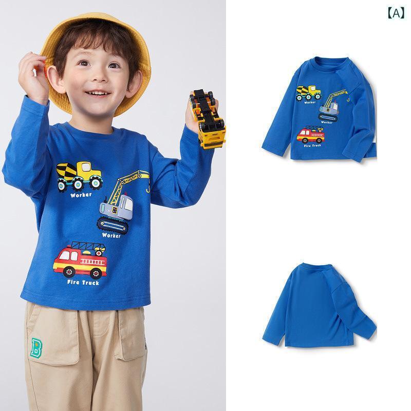 キッズ 長袖 Tシャツ 男の子 女の子 綿100 吸湿速乾 透気性 柔軟素材 丸首 運動スタイル かわいい カードゥーガン プリント 春秋 春夏 秋冬 ユニセックス 子供服 トップス インナー カジュアル 快適 軽量 日常使い