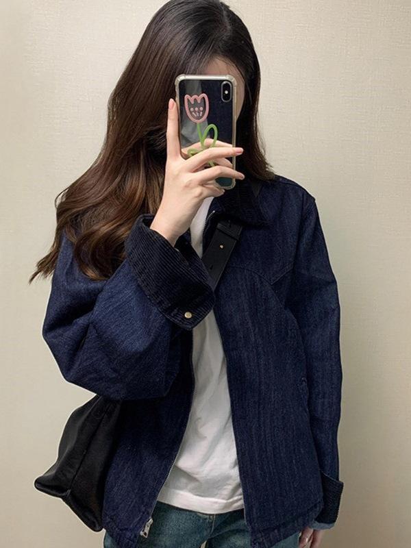 秋冬 上衣 レディース 韓国風 通い用 普段使い走り ゆったり ビッグ影ぼうし 長袖 ポロハラ 綿織物混 灯芯? 天鵝絨調 優しいこと 精神状態 心地よい 秋 冬季 軽さ 伸縮性 アウトドア 室内着 デイリーお召しもの