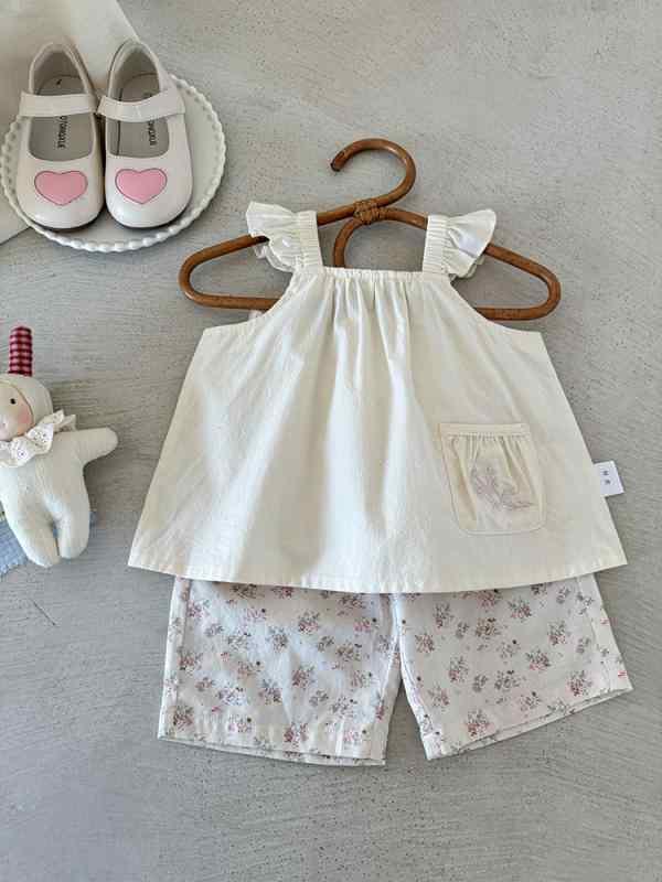 女児 七分パンツ 夏 レディース 子供 ベビー 薄手 綿 100% 直筒 花柄 かわいい ピンク ブルー アイボリー 柔らかい 肌触り 良い 軽量 吸湿速乾 普段使い インファント