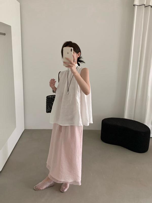 半身スカート ミディ丈 中腰 韓国風 日韓スタイル 切り替え下? 大スカートプリーツ 開きデザイン スカート レイヨン混 ウール混 薄手 無弾性 ブラック 天藍 ピンクベージュ パープル グリーン ベージュ イエロー グレー 通勤 普段使い 軽量 涼しい