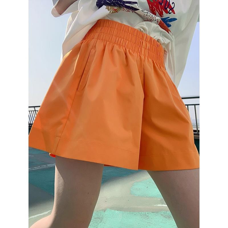 レディース 春夏 ショートパンツ ハーフパンツ 綿素材 接触冷感 吸湿速乾 高腰 ゆったり ワイドレッグ 膝上丈 ポケット付き 伸縮性 軽量 通勤用 普段使い カジュアル スタイル 都市風 ?光緑 活力オレンジ ネイビー ピンク ブラック ホワイト グレ