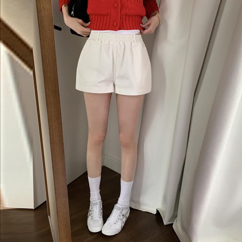 レディース 春夏 ?腿パンツ ショートパンツ 熱パンツ 女性用 コットン 素材 高腰 ミディアム厚 ポケット デザイン 気質 通勤 スタイル 都市 ファッション 米白色 ブラック カーキ 無弾性 軽量 吸湿性 快適 普段使い デイリー ウェア