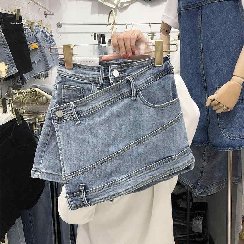 デニムショーツ 女性用 高腰 直筒 膝上丈 綿 デニム素材 微弾性 軽量 伸縮性 切り替え デザイン ゆったりシルエット Aライン スカート風 夏用 春夏 普段使い 通勤 かわいい スタイリッシュ ピンク系 ブラック アイボリー ライトブルー 4,385円