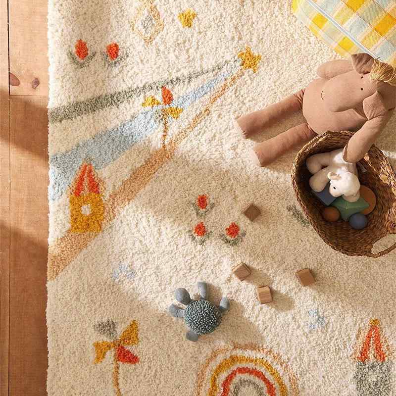 子供用 防滑 ラグ 床辺 マット かわいい ゲーム クローリング 防・折 洗える 混紡素材 接触冷感 カーペット フロアマット 子供部屋 寝室 居間 滑り止め 安全 機能 柔らかい 軽量 床下 敷き込み 室内 床周り 通年