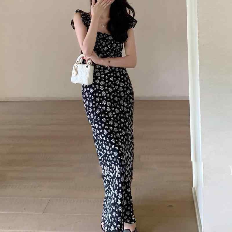 ワンピース 女性用 春夏 長め丈 ストレートスカート Uネック フレア袖 短袖 デイジー柄 花柄 プリント ポリエステル 接触冷感 軽量 吸湿速乾 セットオン ピュアスタイル ガーリー かわいい フェミニン コーデ 爽やか 日常使い