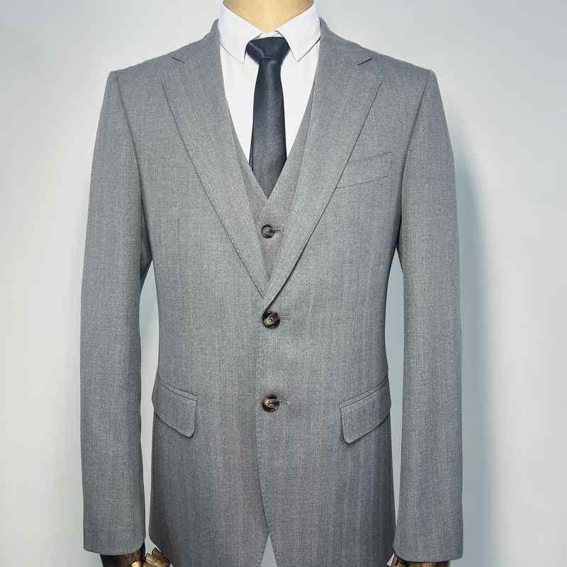 メンズ スーツ ジャケット コート 秋冬 ビジネス 職業服 通勤用 日常使い 羊毛 精梳綿 60パーセント シングルブレスト ツーボタン 平?領 後中スリット ストレートシルエット グレー ビジネスカジュアル 高級感 軽量 吸湿速乾
