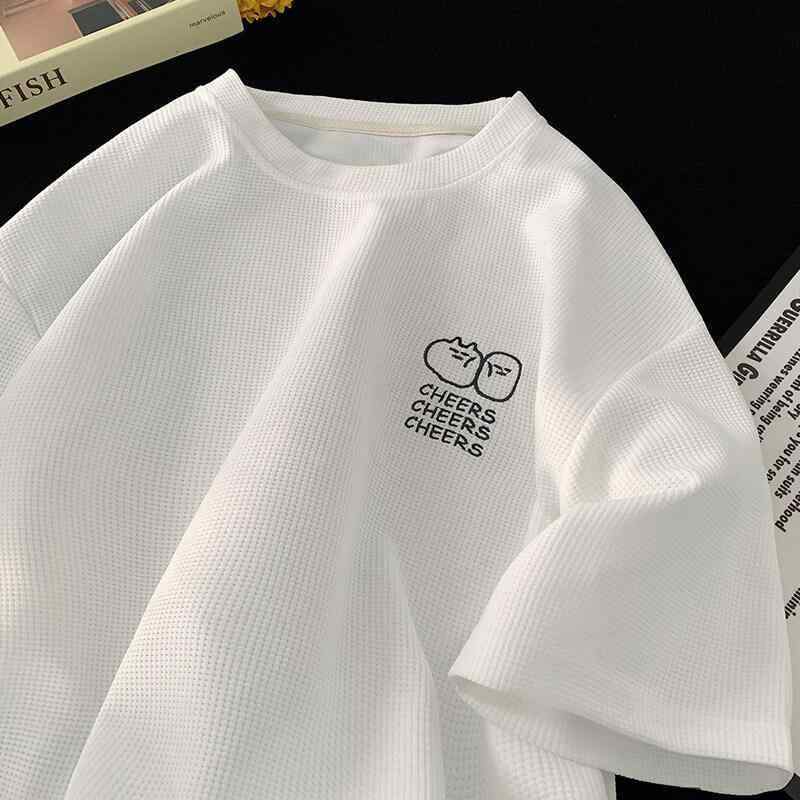 Tシャツ メンズ 青少年 短袖 ワイドシルエット 接触冷感 速乾 綿ポリエステル 混紡 無地 丸首 落肩袖 黒 白 ベージュ ブラウン 夏 透気性 軽量 カジュアル 普段使い トップス 半袖 ゆったり シンプル