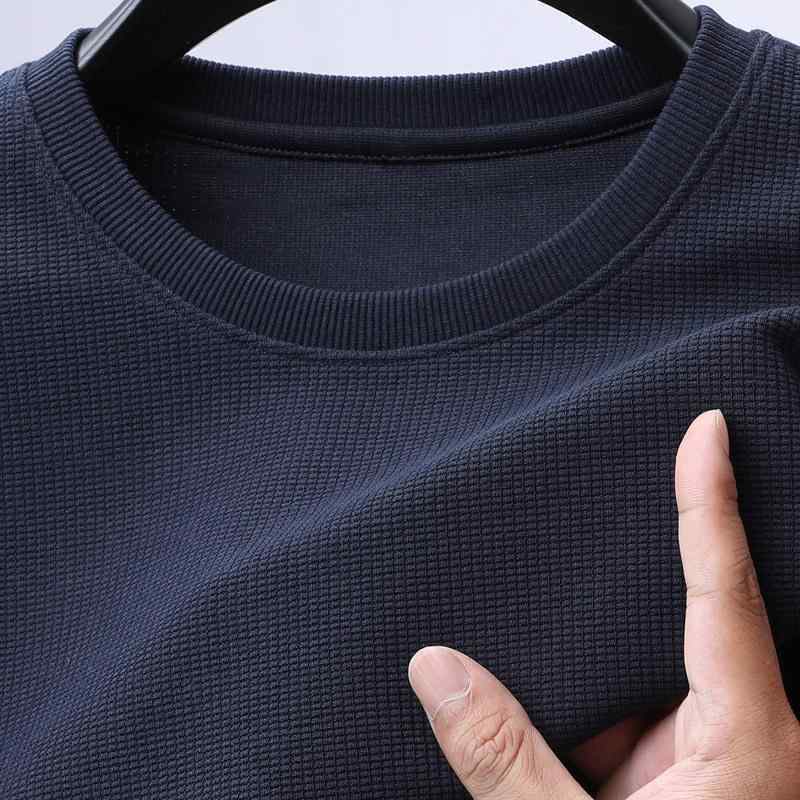 長袖 Tシャツ メンズ 桑蚕? 綿混紡 接触冷感 丸首 純色 合体型 春秋 秋冬 伸縮性 吸湿速乾 色牢度高 免? 軽量 普段使い 通勤 トレンド カジュアル スタイル トップス 男装 ユース 都市 ファッション 黒 紺 グレー 深色 ポリエステル 繊維