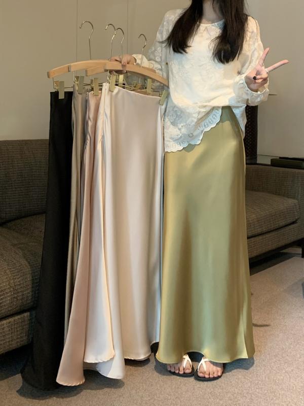 スカート 女性用 春夏 香?カラー 魚尾 長丈 高腰 半身スカート 気質 トップス 切り替え デザイン 再生繊維 混紡 伸縮性 軽量 滑らかな質感 私服 普段使い 通勤用 芥末イエロー ブラック ピンク系 5,444円