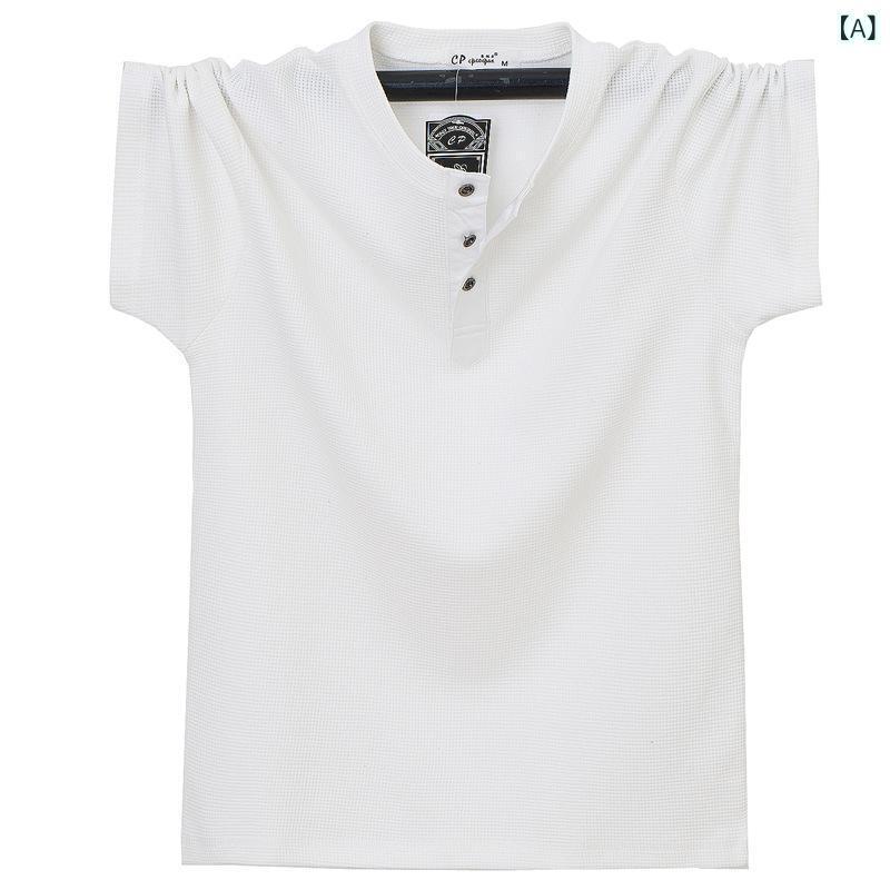 メンズ Tシャツ ビッグサイズ ゆったり 綿 素材 ワッフル 編み ビンテージ 風 レトロ アメリカン スタイル 丸首 短袖 薄手 夏 春 日常 使い 防晒 透気 吸湿 速乾 防皺 耐摩耗 高弾性 色牢度 高い 白色 浅灰色 ブラック オリーブ カーキ