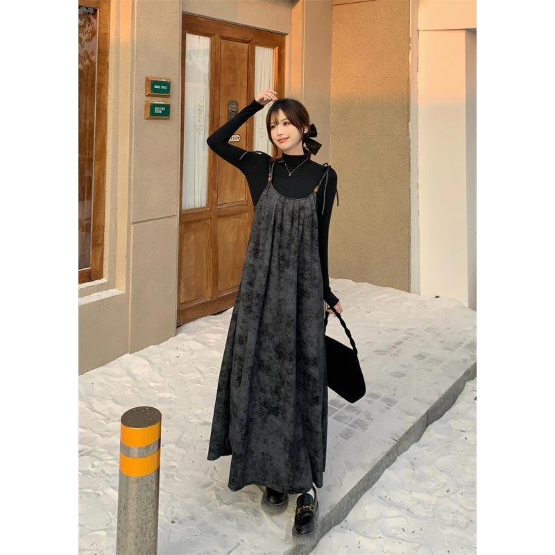 ワンピース レディース 大きいサイズ ゆったり 韓国風 グラデーション キャミソール Vネック ノースリーブ フレンチ ヴィンテージ デザイン スリム フィット コットン混 ポリエステル ブラウン ブラック 春夏 快適 日常使い 軽量 通勤 カジュアル 4,776円