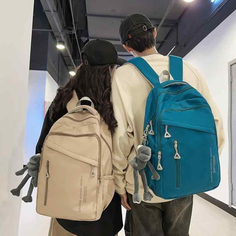 バックパック 男女兼用 大容量 ナイロン 純色 20-35L 通学 学校用 大学生 高校生 街頭風 韓国風 メンズ レディース ユニセックス 軽量 透気性 弧形肩? ブラック グリーン ホワイト カーキ 秋 秋冬 8インチ ノートPC対応 肩掛け 2wa