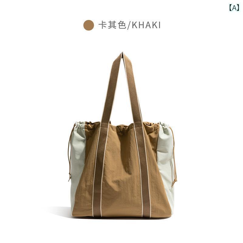 メンズ バックパック トートバッグ ナイロン 帆布 大容量 肩掛け リュック メッセンジャー バッグ 衝色 デザイン ドローストリング カラビナ 縫い目 アクセント 気質 スタイル PU素材 軽量 通勤 普段使い 旅行 用途 メンズ 鞄 肩バッグ 斜め掛