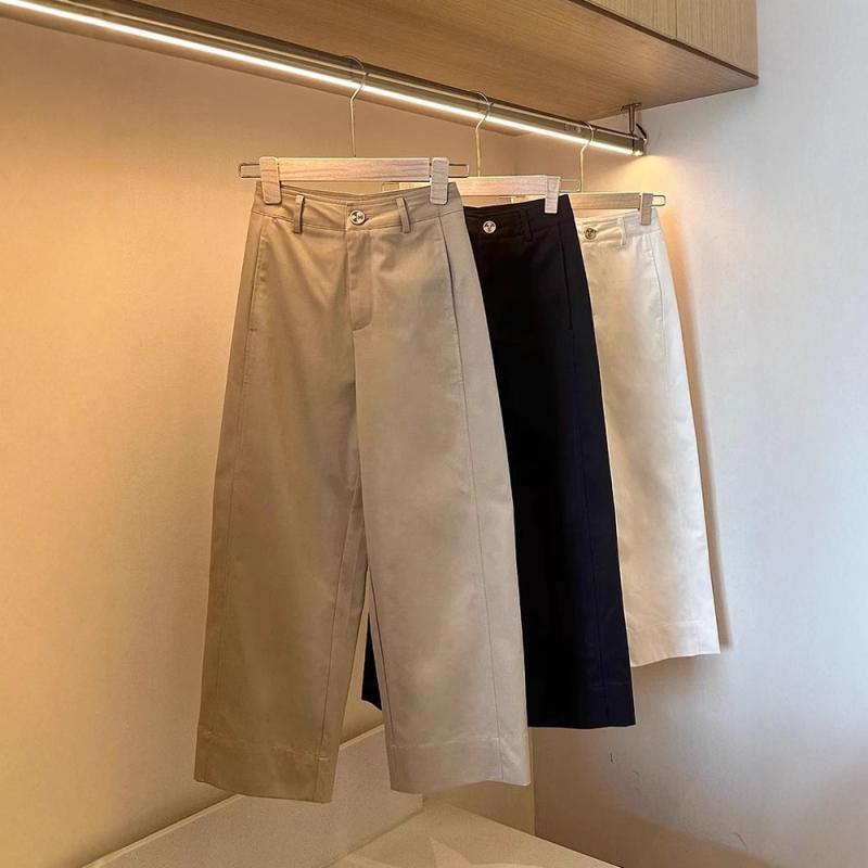 レディース 九分パンツ 直筒 秋 ファッション 高腰 ワイドレッグ ルーズ テーパード ロング丈 軽量 ストレッチ ナイロン ポリウレタン 切り替え ポケット ブラック カーキ ホワイト 日常使い ゆったり シルエット ミドル丈 ポケット付き 芸術的 レ