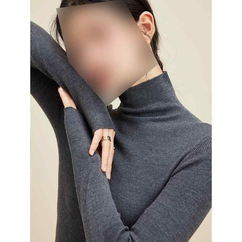 ニット トップス 女性用 羊毛 長袖 高領 厚手 暖か 通勤 気質 ブラック ホワイト グレー レッド ブラウン グリーン
