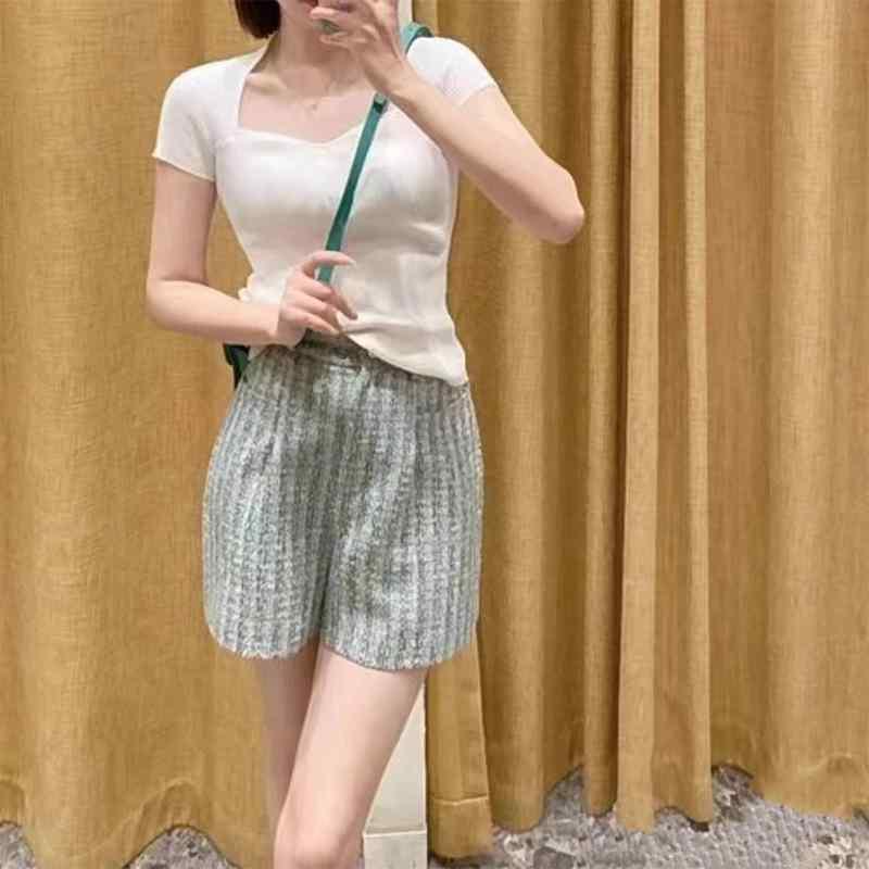 ティーシャツ レディース 春夏 人となり 通い用 セットアップ 短袖 方領 労働者の一団のど首 修身 か細い相応う 針織 トップス ポリエステル 混紡 軽さ 吸湿速乾 黒いこと 白いこと ベージュ レディースファッション-トップス