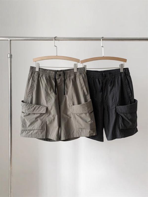 メンズ ショーツ 夏用 機能性 ワークパンツ 風 ゆったり ワイドシルエット カジュアル トレンド 無地 五分丈 直筒型 微弾性 ポリエステル混紡 吸湿速乾 軽量 深グレー ベージュ 普段使い アウトドア