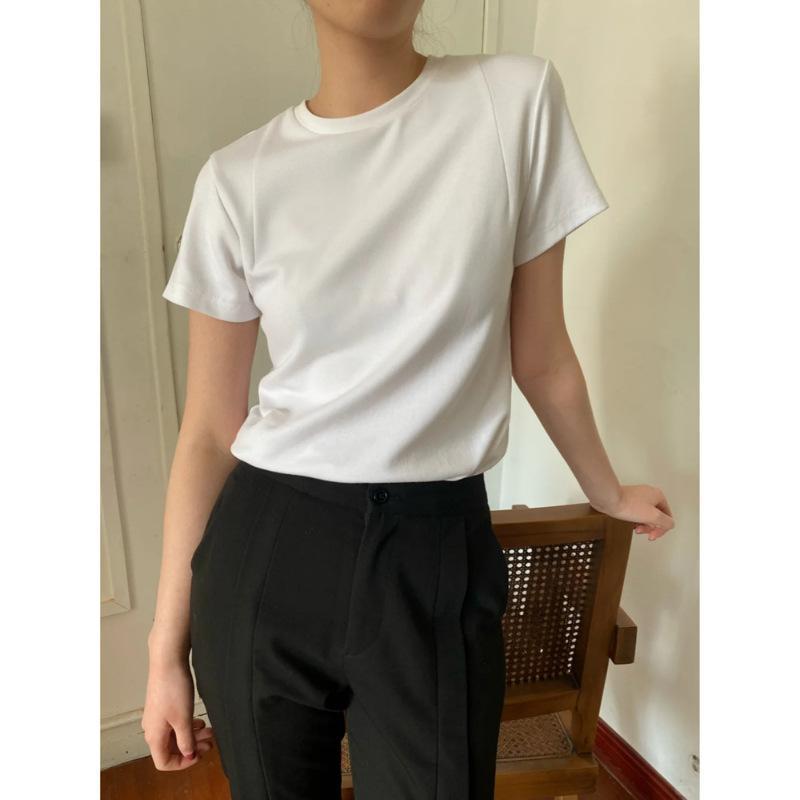 Tシャツ レディース 春夏 シンプル 基本 ベーシック 百搭 コーディネート 自由 綿 コットン 素材 純色 ソリッド セットイン プルオーバー 短袖 半袖 ステッチ 切り替え スリム 修身 フィット 普通丈 ミドルレングス 丸首 ラウンドネック 普通袖 6,065円