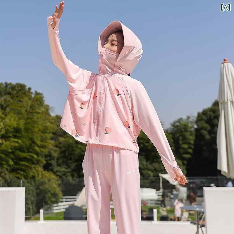 キッズ 男女共用 春夏 連帽 防紫外線 防晒服 接触冷感 ポリエステル 軽量 通気性 ピンク ブルー ホワイト カジュアル アウトドア トップス 子供服 夏服 屋外用 紫外線カット 速乾 ソフト素材 ビッグサイズ かわいいデザイン 星座柄 仙人掌プリント