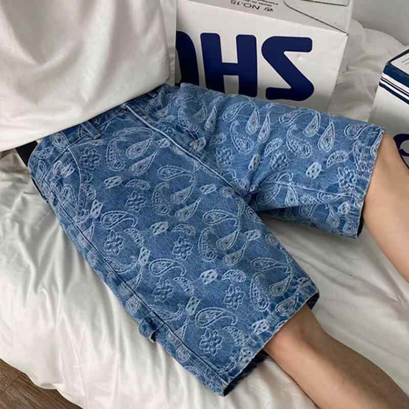 メンズ デニム ショートパンツ 夏 直筒 ミッドライズ ジップフライ 基本款 青少年 日常 青春流行 手? 立体剪裁 直筒裾 免? 水洗 ブルー 無弾性 普通厚 直筒型 中腰 青春カジュアル 学生向け 港風 韓国風 潮流 ゆったり 5分丈 牛仔素材 醋酸