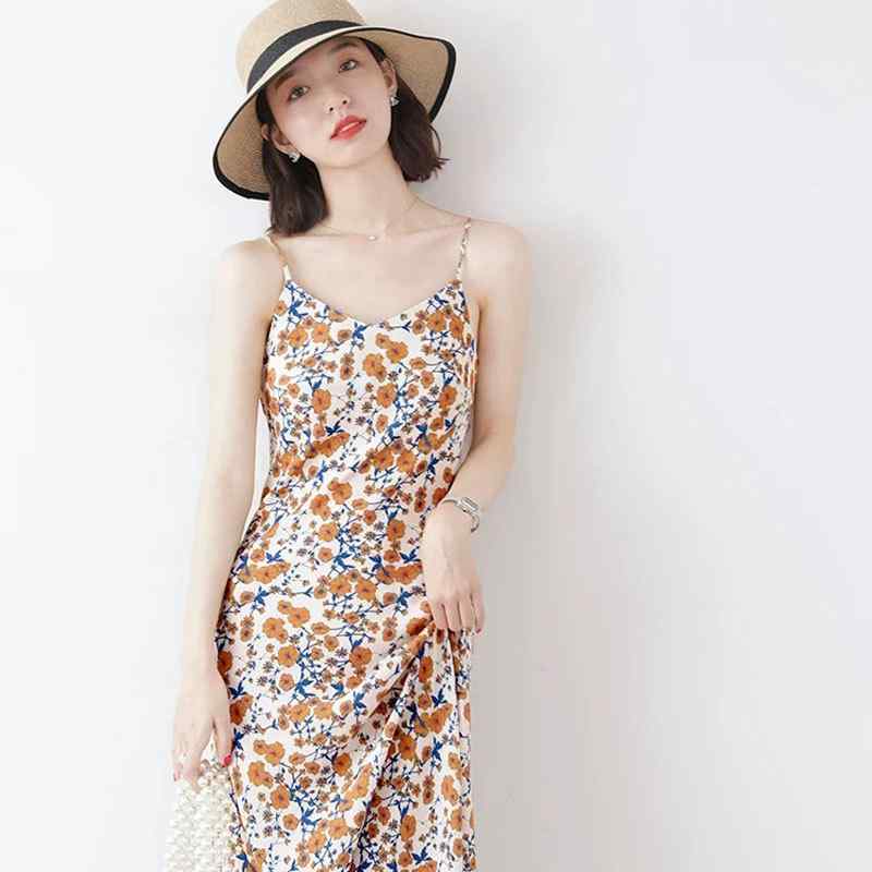 ワンピース レディース 夏 Vネック 花柄 肩紐 調節可能 スリム 膝丈 ポリエステル かわいい きれいめ 通勤 デート|イーマイショップ