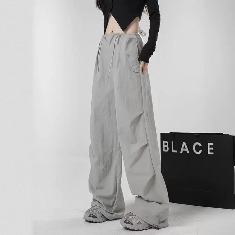 パンツ レディース ポリエステル テーパードパンツ ゆったり カジュアル ブラック グレー系 速乾性 イージーパンツ ドロストパンツ