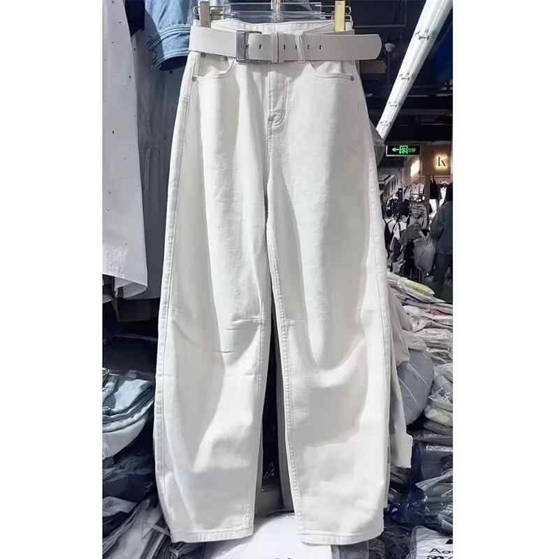 ジーンズ レディース 春夏 ワイドレッグ パンツ デニム バナナパンツ ゆったり スリム ホワイト S M L XL 2XL 3XL 4XL 5XL