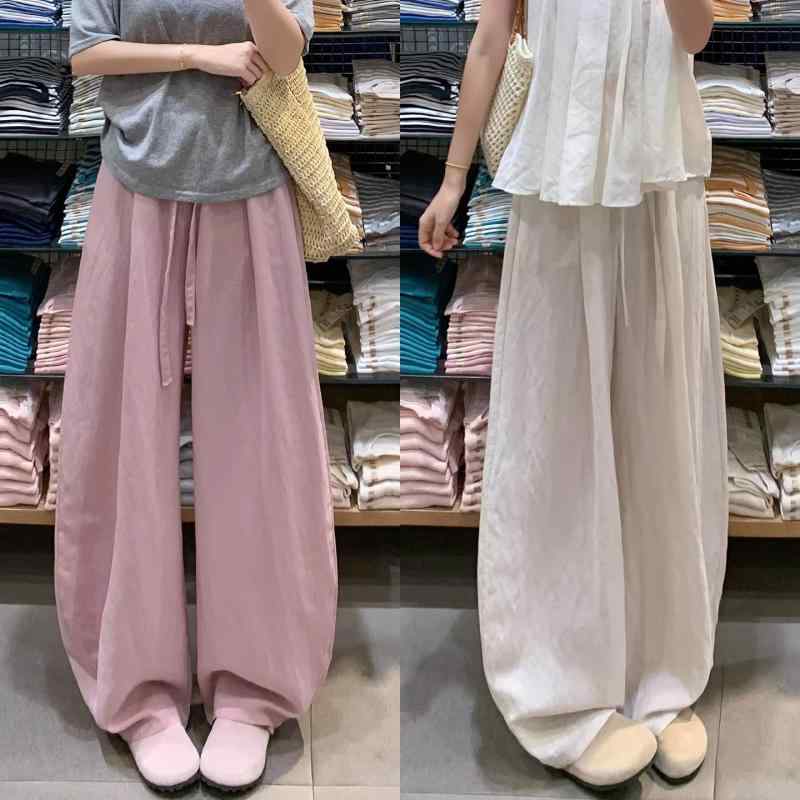 パンツ レディース ポリエステル繊維 ズボン ボトムス ワイドパンツ ストレートパンツ ゆったり リラックス イージーパンツ S M L XL 2XL 春 ポケット付き きれいめ かわいい フェミニン ガーリー ミントグリーン