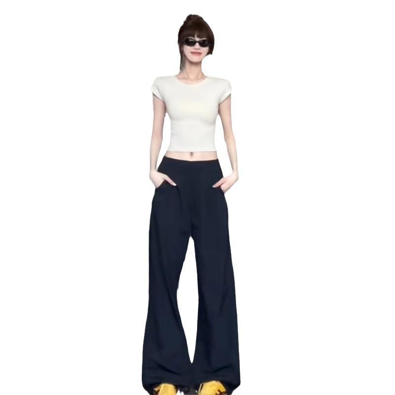 パンツ レディース 薄手 速乾 ストレート ワークパンツ 春夏 ハイウエスト ゆったり ワイドレッグ ズボン 接触冷感 普段使い 部屋着