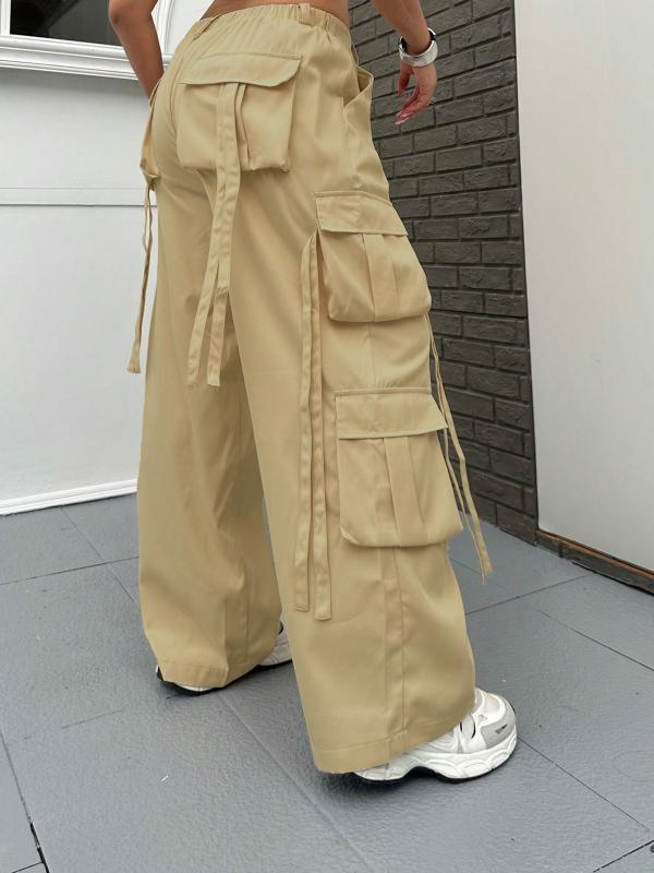 パンツ レディース 大きいサイズ カーゴパンツ 春夏 ストリート 高腰 ワイドレッグパンツ テーパードパンツ ポリエステル