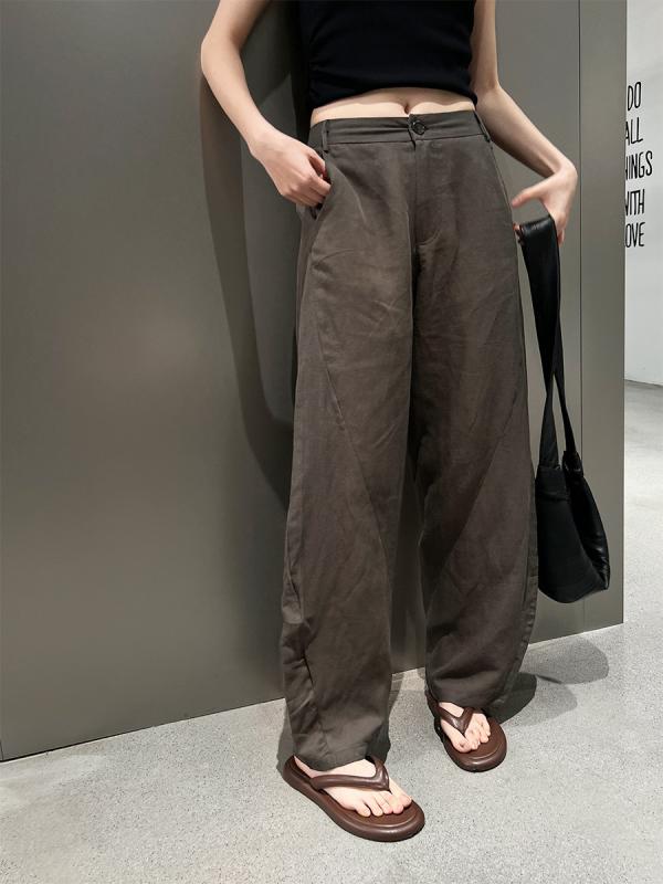パンツ レディース テンセル（リヨセル繊維） ストレートパンツ ロングパンツ 高腰 薄手 快適 伸縮性なし カジュアル 普段使い コーヒー色 紺色 9,165円
