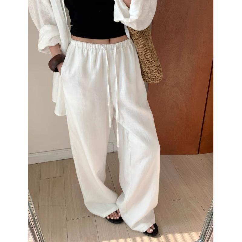 パンツ レディース 春夏 リネン ワイドパンツ 高身長 高見え 美脚 ゆったり ストレート 薄手 ロング丈 白 綿麻混紡 7分丈 9分丈 通勤 オフィス