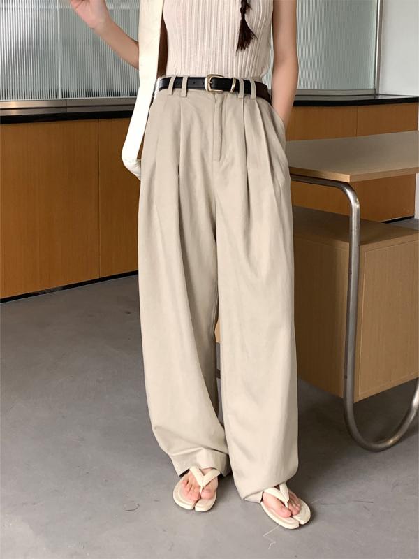 パンツ レディース 高腰 天絲 ワイド ストレート 無地 ゆったり 春 服 ズボン ボトムス 着痩せ 通勤 オフィス カジュアル 雪松色 ホワイト シャンパン