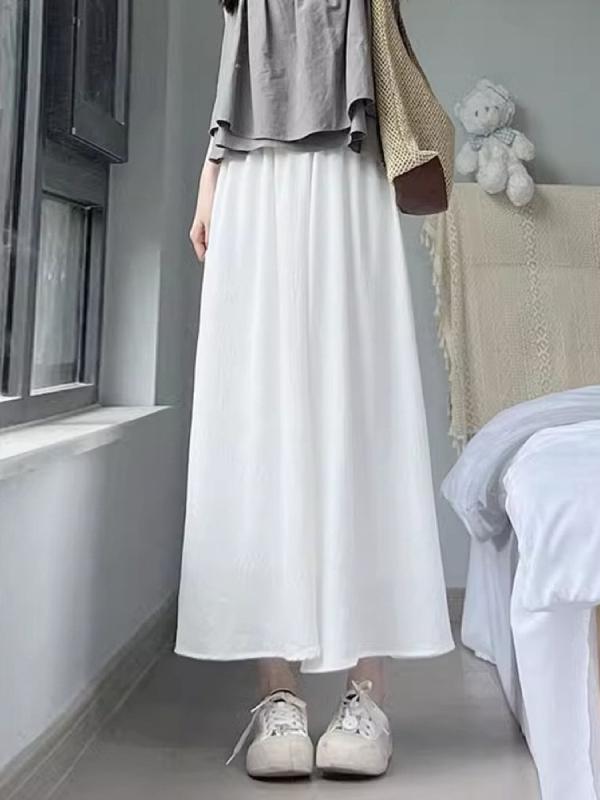 スカート レディース 裙? ワイドレッグパンツ 高見え ポリエステル 高腰 薄手 九分丈パンツ カジュアル ゆったり かわいい リラックス 普段使い お出かけ デート ブラック ホワイト ピンク系 ブルー パープル 80-140斤