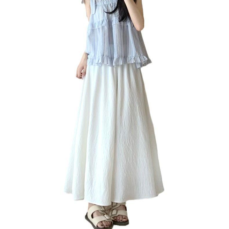 スカート レディース 春夏 キュロット Aライン フレアスカート 綿麻 高見え ワイドレッグパンツ 白 黒 ピンク系 ブルー ウエストゴム 裏地付き 普段使い お出かけ
