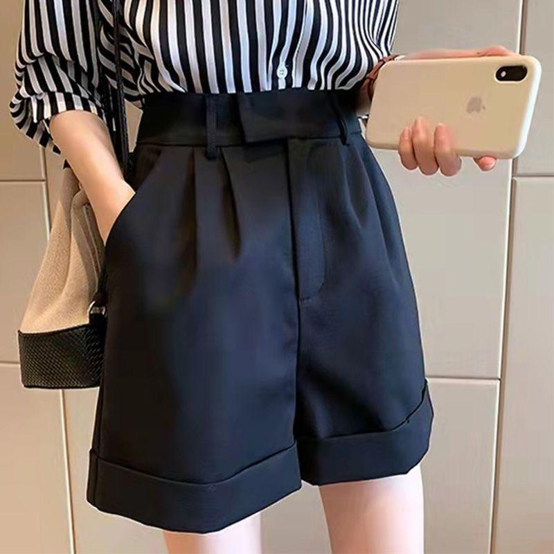 ショートパンツ レディース 春夏 高腰 痩せ見え カジュアル ワイドレッグパンツ ワークパンツ コットン 白 黒 カーキ