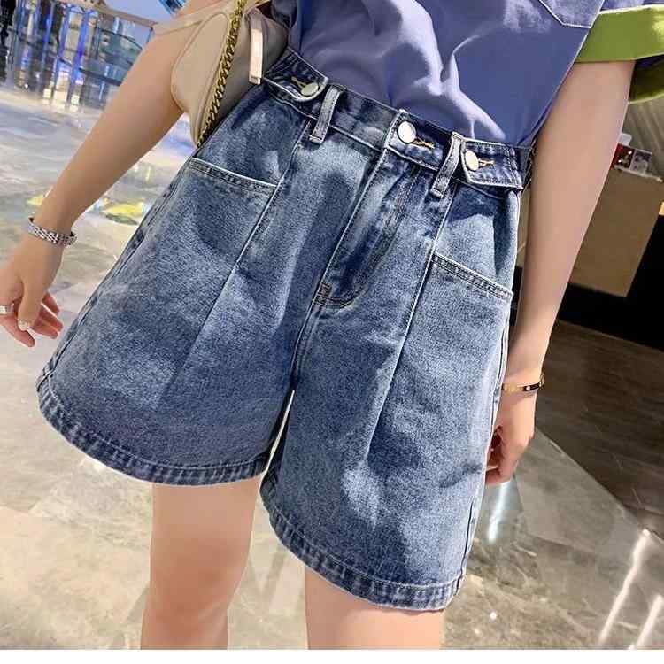 デニム レディース 大きいサイズ 高見え デニムパンツ ハーフパンツ ジーンズ ゆったり ワイド 薄手 高見え 韓国風 カジュアル かわいい ブルー