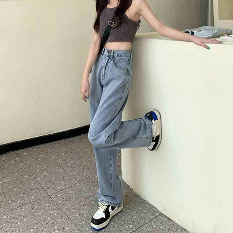 ジーンズ レディース 小柄 高身長 ワイドレッグ ストレート 韓国風 ゆったり ハイウエスト デニム ジーパン Gパン パンツ ボトムス ウォッシュ加工 アメカジ きれいめ かわいい 快適 婦人 女性 女子 大人 カジュアル 春夏秋冬 オールシーズン 普