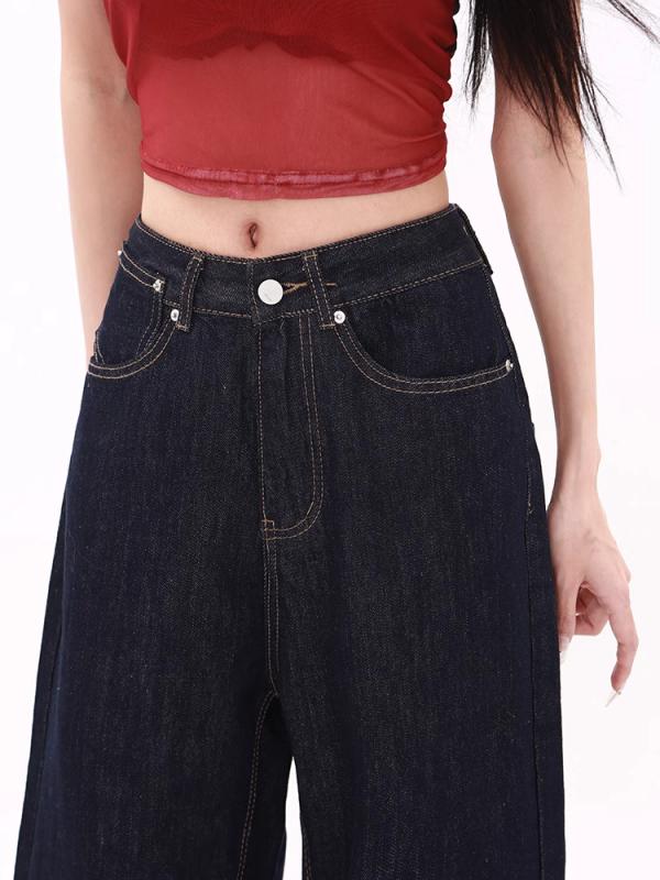 デニム レディース 大きいサイズ デニムパンツ ジーンズ ワイドレッグパンツ ゆったり ストレート 高身長 高見え 美脚 体型カバー カジュアル 通勤 普段使い