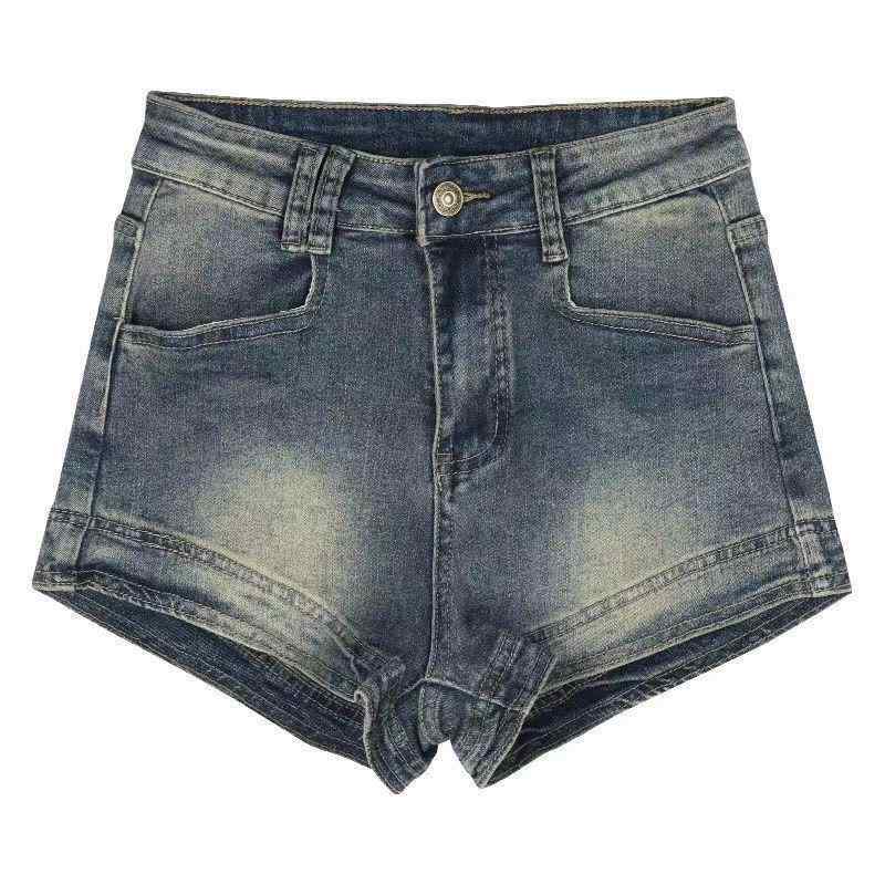 デニム レディース ショートパンツ ブルー XS S M L XL 高い腰 伸縮性 Aライン 美脚 ヒップアップ 御姐(x300)