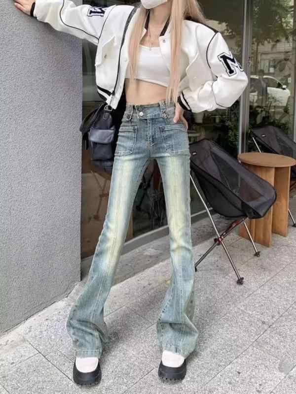 デニム レディース 大きいサイズ デニムパンツ ジーンズ 微フレアパンツ ハイウエスト 梨型 伸縮性 ゆったり カジュアル かわいい ブルー S M L XL 2XL