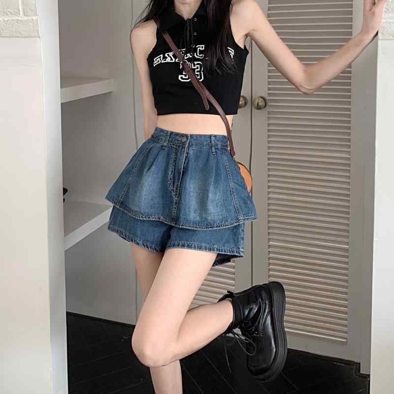 スカート レディース デニム Aライン ミニ丈 ハイウエスト ジーパン 灰色 ブルー カジュアル 春夏 美脚 着痩せ