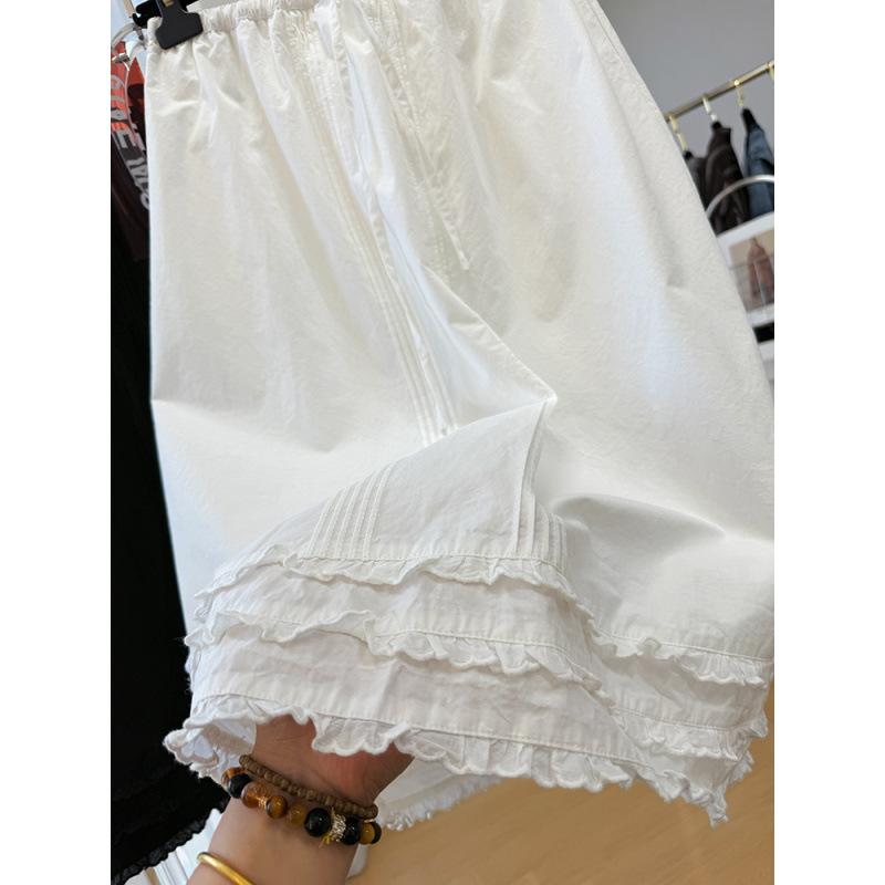 スカート レディース 春夏 ミモレ丈 Aライン ウエストゴム コットンリネン フレアスカート 裏地付き 白 黒 M L XL 2XL