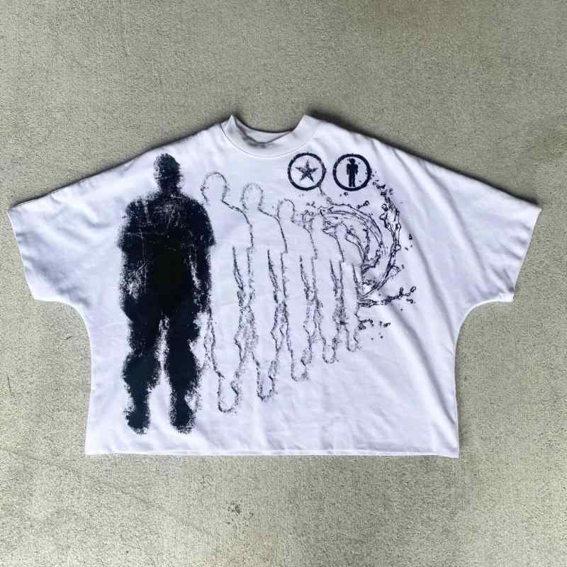 Tシャツ 男性用 ストリート ヒップホップ風 プリント 半袖 トップス 綿100％ カットソー 普段使い 部屋着 ブラック ホワイト S M L XL XXL XXXL