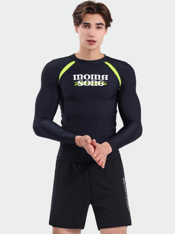 水着 男性用 長袖トップス セパレート ショートパンツ ラッシュガード 速乾 紫外線対策 水泳 サーフィン シュノーケリング ブラック ブルー