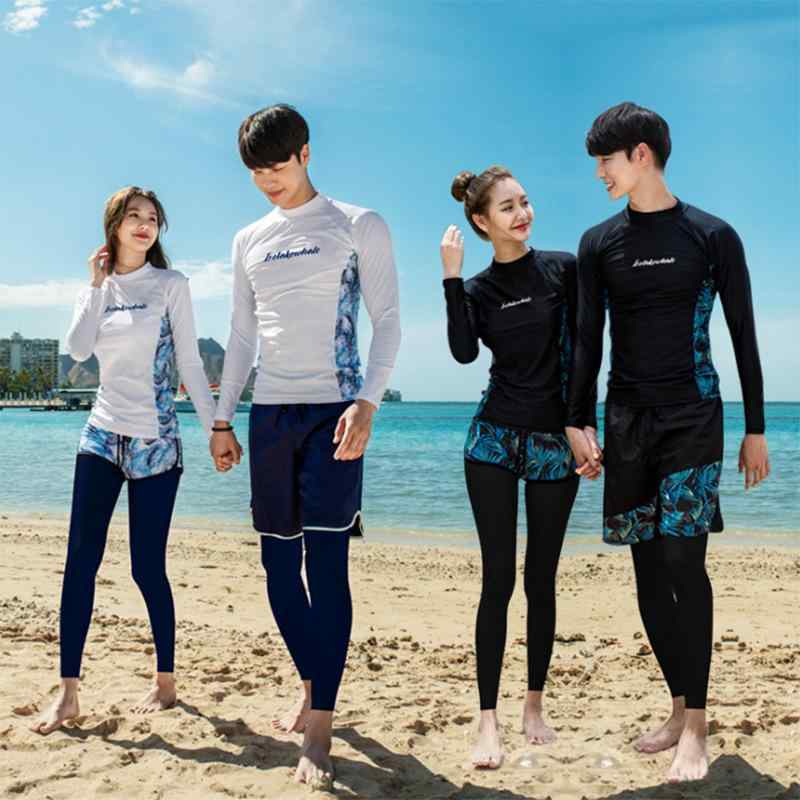 水着 レディース メンズ 長袖ラッシュガード ロングパンツ 上下セット ペア 水陸両用 体型カバー 速乾 日焼け防止 競泳 海水浴 サーフィン ダイビング 接触冷感